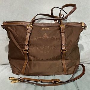 Authentic PRADA Rovere Nylon Jacquard Tote Bag BR4253 pre-loved